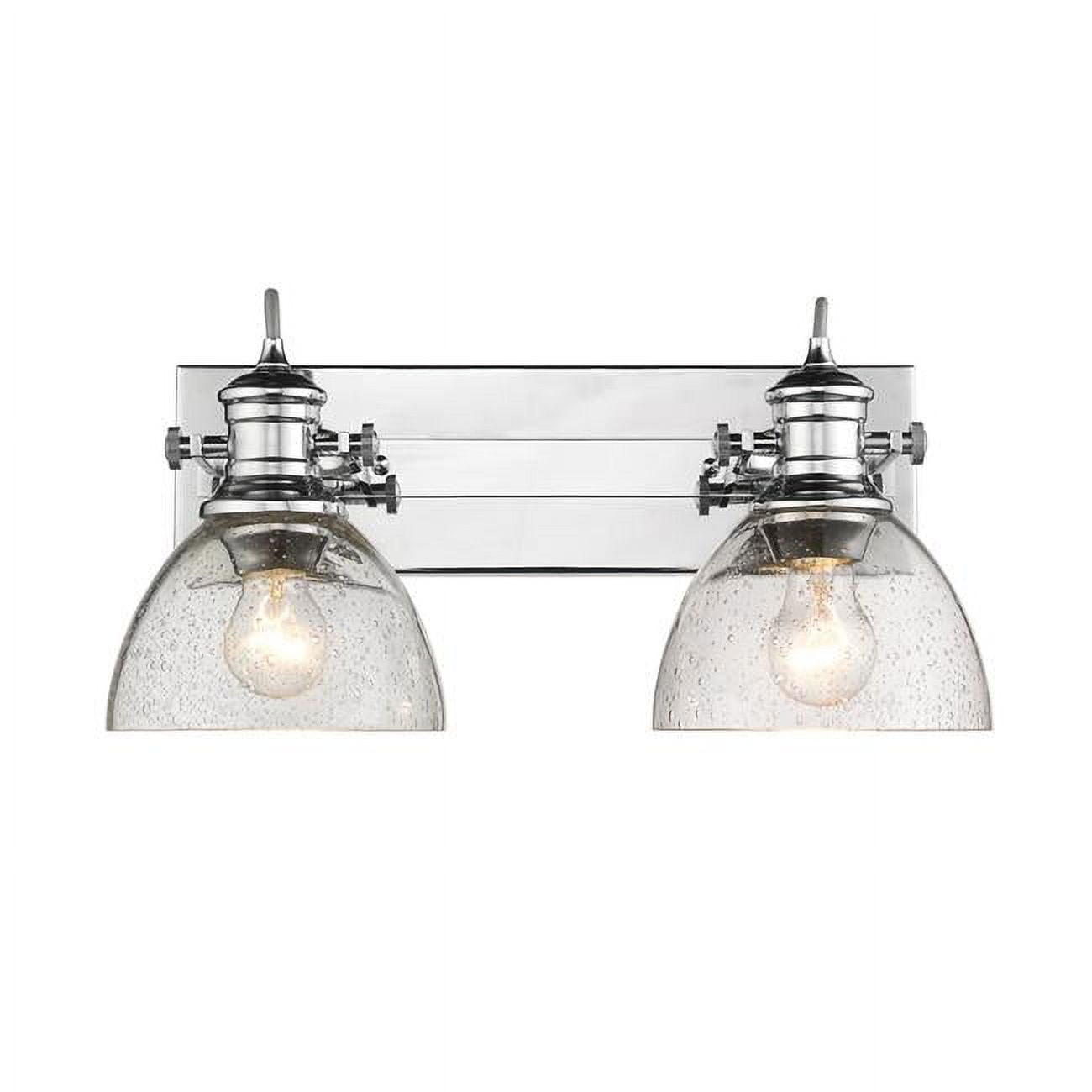 Transitional 17'' Chrome Bath Vanity Light with Seeded Glass