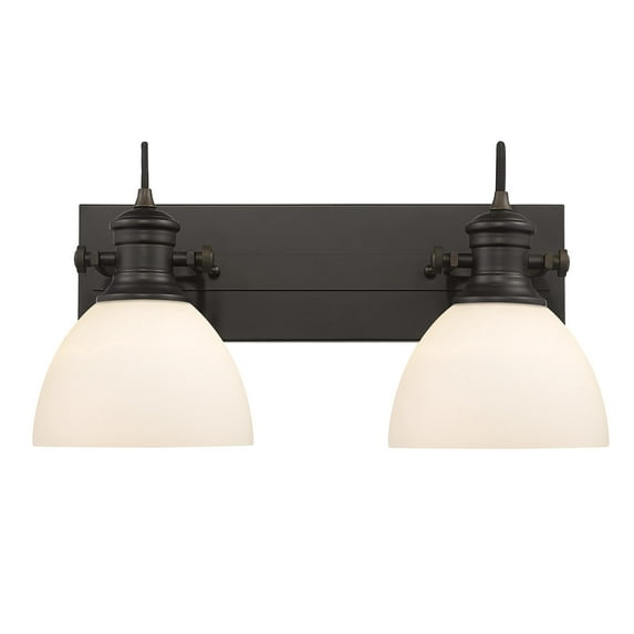 Yep by Golden Lighting Hines 2-light Vanity in Rubbed Bronze and Opal Glass
