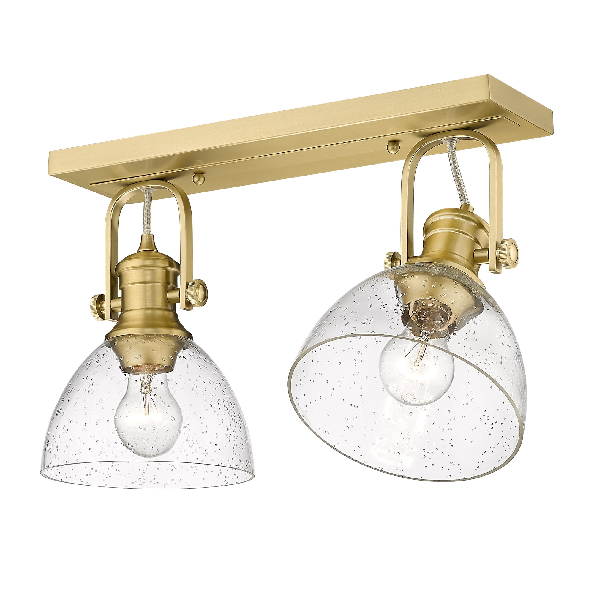 Hines 17.88 in. Brushed Champagne Bronze Semi-Flush Mount with Seeded Glass