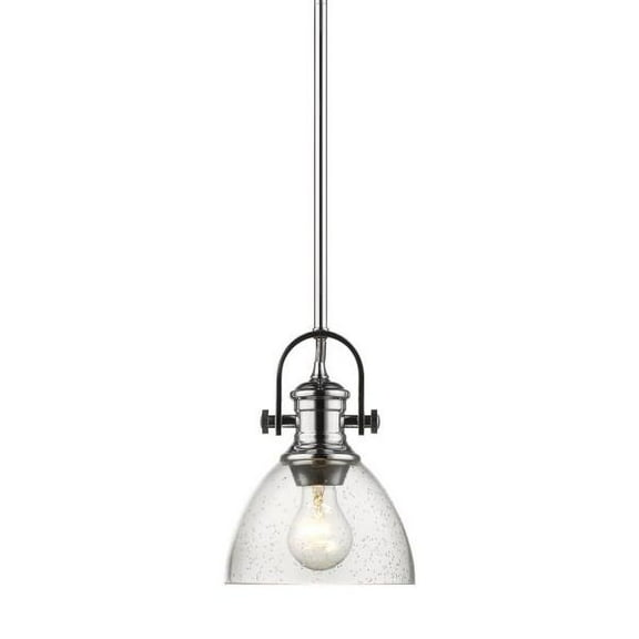 Yep by Golden Lighting Hines 1-light 7in Pendant in Chrome and Seeded Glass