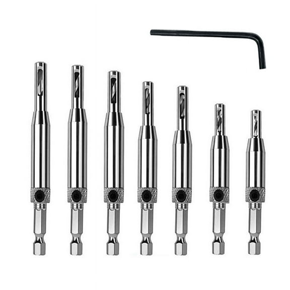 Hinge Bit Set Woodworking Doors and Hinge Hole Opener Positioning Drilling Set Hexagonal Handle Bit