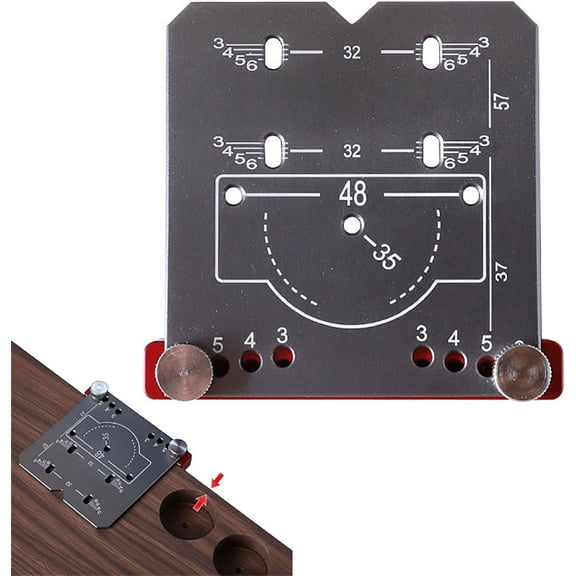 Hinge Drilling Positioner Auxiliary Tool, 35mm Hidden Drilling Fixture Kit, Adjustable Hardware Guide Puncher Template, Aluminum Punch Locator Clip for Woodworking Opening Installation