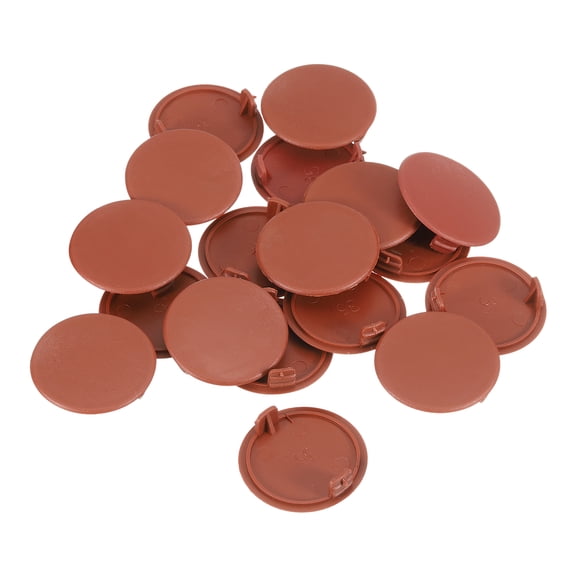 Hinge Hole Covers, 38Pcs 35mm(1-3/8") ID - Plastic Concealed Hinge Hole Cover Round Flush Type Plug Cap for Furniture Cabinet Cupboard (Brown)