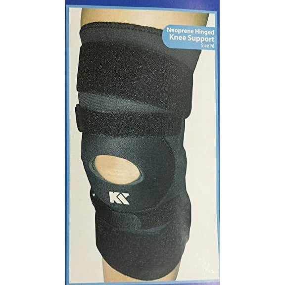 Hinge Knee Support Neoprene Brace Black Sports Unique Knit Design. (Medium)