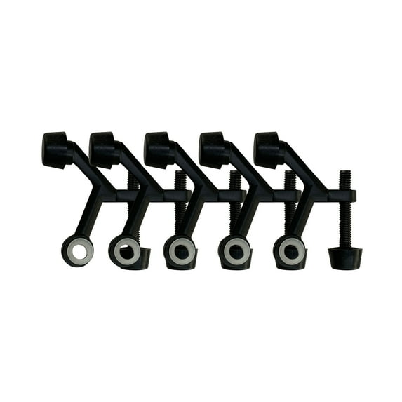 Design House 5-Pack Adjustable Hinge Pin Door Stoppers with Rubber Tips, Matte Black
