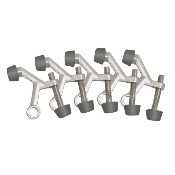 Design House 5-Pack Adjustable Hinge Pin Door Stoppers with Rubber Tips, Satin Nickel
