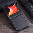 thumbnail image 1 of Hinge Protection Case for Samsung Galaxy Z Flip 5 4 3 PU Leather Skin,Luxury Vintage flip5 /flip4 /flip3 Slim Phone Cases Cover (Black,for Samsung Z Flip 4), 1 of 10