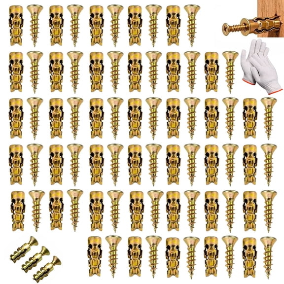 Hinge Repair Screw & Expansion Anchor, 6×14mm Short Expansion Screw Set for Cabinet Hinge Repair, Stripped Thread Restoration, Wood, Tile, Stone, Concrete and Drywall,100Pcs