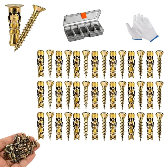 Hinge Repair Screw Expansion Anchor,6×14mm Short Expansion Screw Set,Stone Expansion Anchor with Storage Box,Works on Wood, Tile, Stone, Concrete