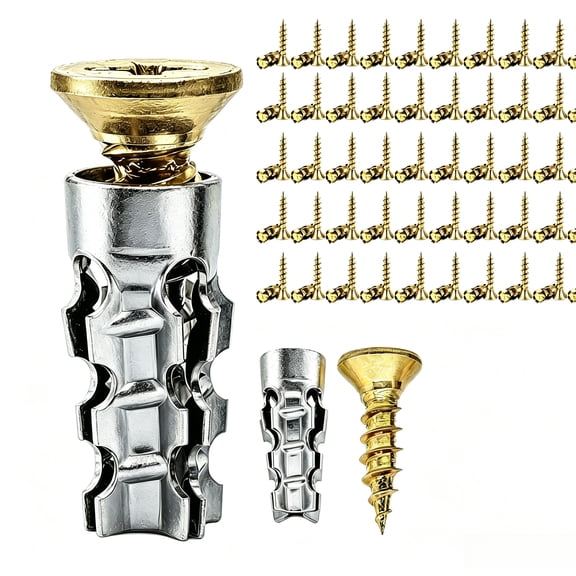 Hinge Repair Screw & Expansion Anchor, 6 x 14mm Cabinet Hinge Repair Screws with Strong Expansion Grip, Short Expansion Anchor Screw Set for Wood Tile Stone Concrete