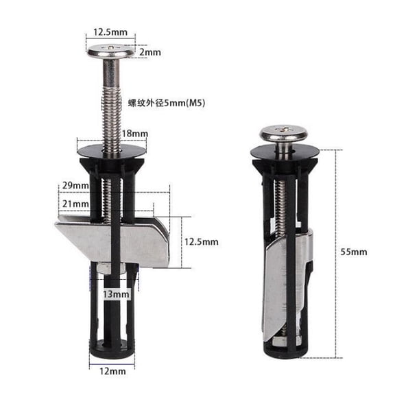Hinge Style Bolt, Stainless Steel with Brass Nut (2.7-inch X 0.5-inch)