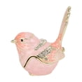 thumbnail image 1 of Hinged Bird Jewelry Trinket Box with Crystals Pink Metal Enamel Decorative Figurine Storage Holder Case for Rings Necklaces Pink 7 x 6 in / 17.8 x 15.2 cm, 1 of 5
