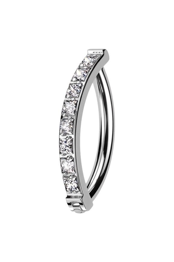 Hinged Clicker Belly Button Rings 14G Titanium Clear CZ Top Navel Ring Belly Piercing Jewelry 3/8"