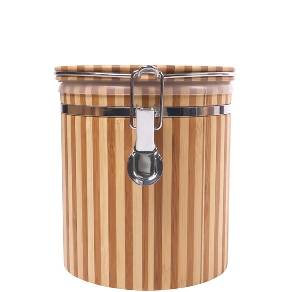 Hinged Cylindrical Bamboo Container - 6" x 5.25" - Striped - 3 Units
