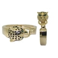 thumbnail image 1 of Hinged Gold Cat Bangle with Emerald Eyes, 1 of 1