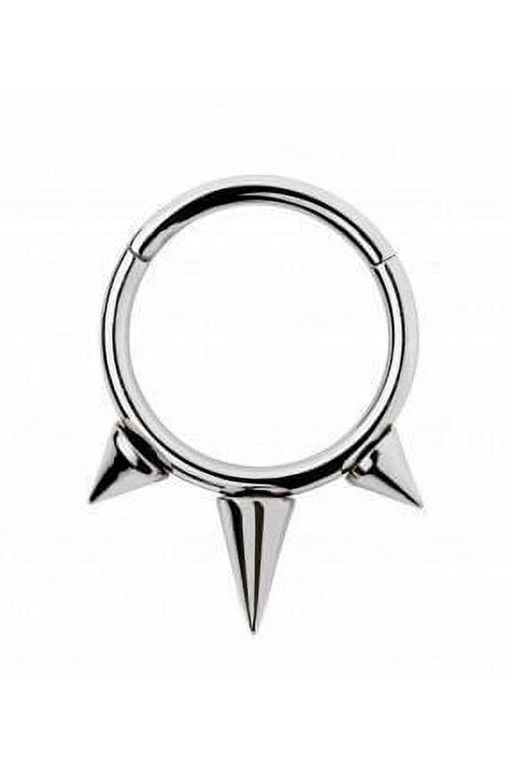 Hinged Hoop Titanium Body Jewelry from  International Body Jewelry- Hinged Spike Hoop 16g 3/8 (1.2x10)