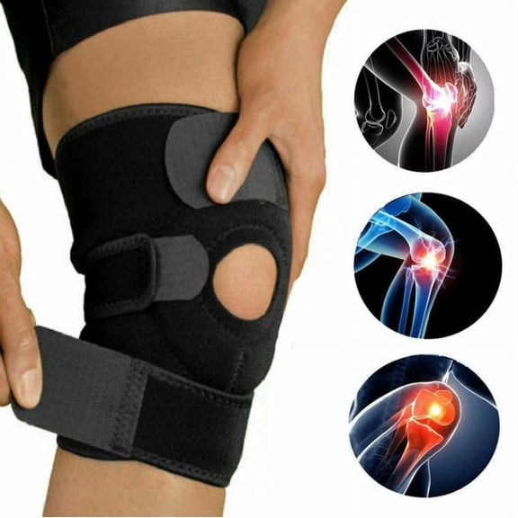 Hinged Knee Arthritis Support Brace Guard Stabilizer Strap Wrap Open Patella