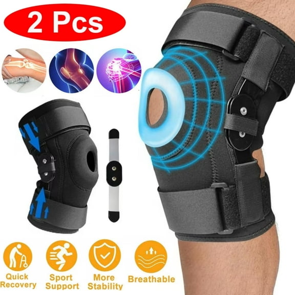 Hinged Knee Brace,2PCS Knee Supports Sleeve with Removable Bracket Knee Stabilizer for Arthritis Pain Joint Pain Knee Pain Relief for Women Men,Black