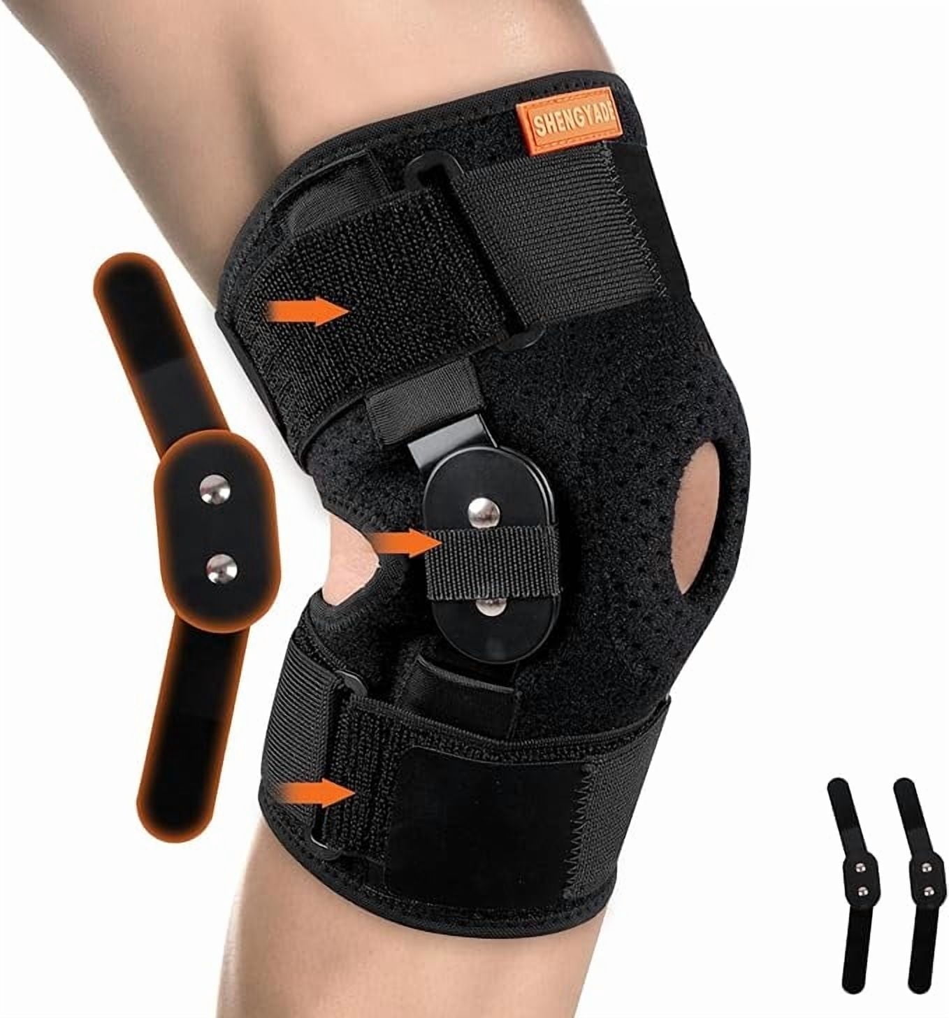 Hinged Knee Brace, Adjustable Knee Support Wrap for Men&Women, Pain ...