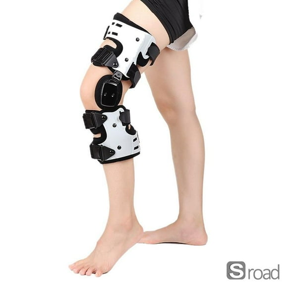 Hinged Knee Brace For Arthritis Pain Relief & Sports Support, OA Unloading Knee Stabilizer With Medial/Lateral Support For Men & Women,Black White Left