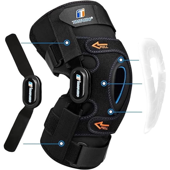 Hinged Knee Brace,GEl Patella Support with Removable Dual Side Stabilizers,Knee Support for Meniscus Tear,Relieves ACL,Arthritis(L fit Upper 19-23"/Lower 16-20")