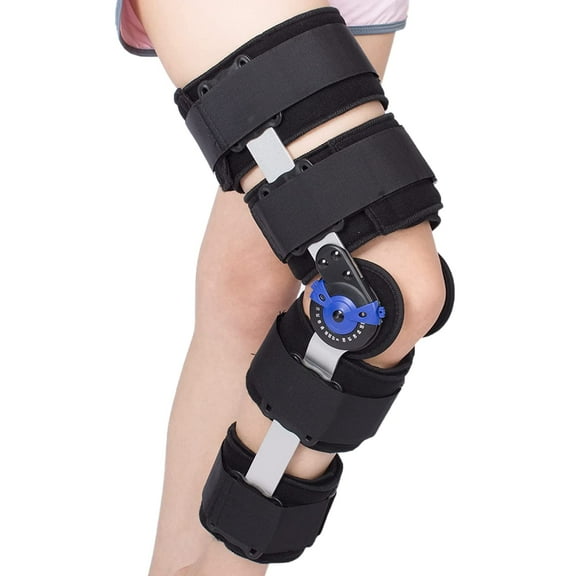 Hinged Knee Brace ROM Post Op Knee Immobilizer Adjustable Knee Immobilizer Support with Side Leg Stabilizers for Men and Women for Meniscus Tear, Arthritis, ACL, PCL, Osteoarthritis, Orthopedic Rehab