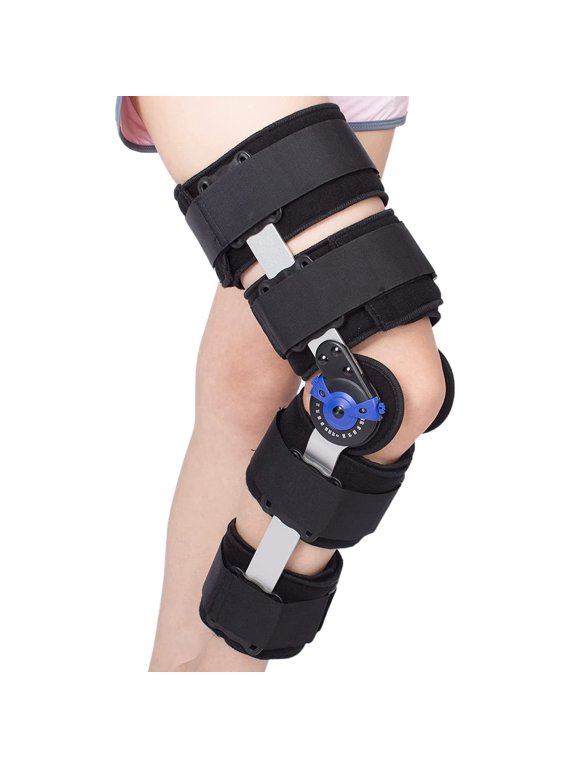Hinged Knee Brace ROM Post Op Knee Immobilizer Adjustable Knee Immobilizer Support with Side Leg Stabilizers for Men and Women for Meniscus Tear, Arthritis, ACL, PCL, Osteoarthritis, Orthopedic Rehab