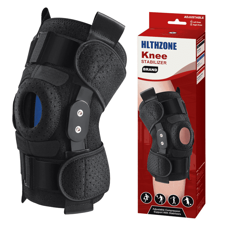 HLTHZONE Hinged Knee Brace Adjustable Knee Pain Support Knee Compression for Men & Women