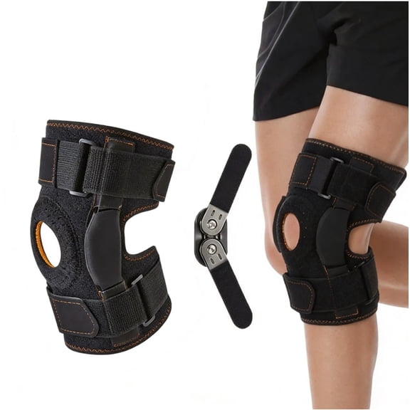 Hinged Knee Brace with Side Stabilizers & Gel Patella Pad Adjustable Compression Knee Support for Sports Running & Joint Relief