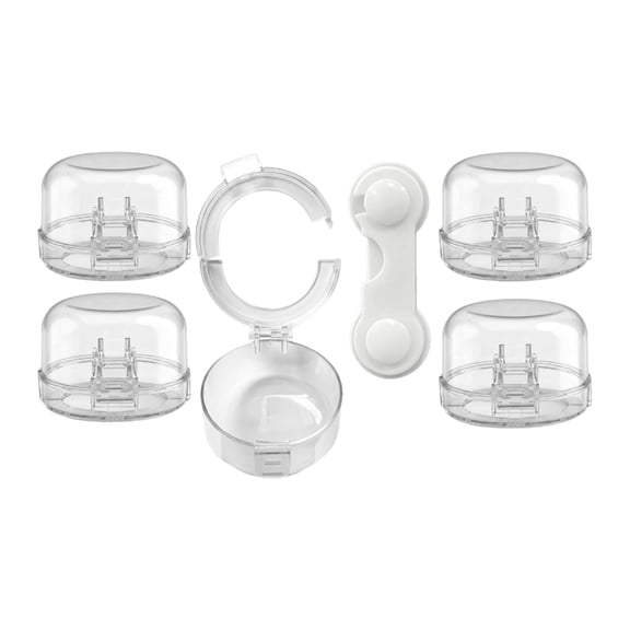 Hinged Knob Covers 5 Pack Clear Dome Caps for Stove and Oven Knobs, PP Covers for Round Kitchen Control Area