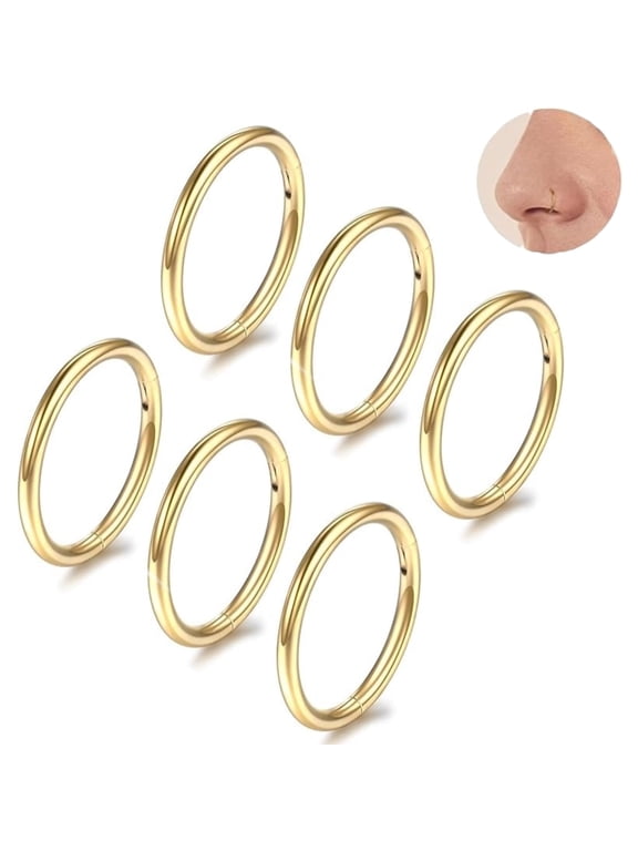 Hinged Nose Rings,18G Nose Rings Hoops Septum Ring,Hinged Segment Ring,Cartilage Helix Tragus Conch Hoop Earring, Diameter 6mm to 10mm,Gold