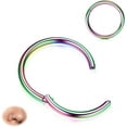 thumbnail image 1 of Hinged Nose Rings Hoops - 316L Surgical Steel Seamless Nose Piercing Jewelry Septum Clicker Lip Rings Cartilage Helix Daith Conch Tragus Rook Gold/Silver/Black/Rose Gold/Blue/Rainbow, 1 of 11