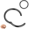 thumbnail image 1 of Hinged Nose Rings Hoops - 316L Surgical Steel Seamless Nose Piercing Jewelry Septum Clicker Lip Rings Cartilage Helix Daith Conch Tragus Rook Gold/Silver/Black/Rose Gold/Blue/Rainbow, 1 of 10