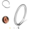 thumbnail image 1 of Hinged Nose Rings Hoops - 316L Surgical Steel Twisted Seamless Clicker Cartilage Earrings Septum Rings Jewelry Conch Piercing Tragus Rook Daith Helix for Women Gold/Black/Silver 16G/18G, 1 of 11
