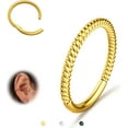 thumbnail image 1 of Hinged Nose Rings Hoops - 316L Surgical Steel Twisted Seamless Clicker Cartilage Earrings Septum Rings Jewelry Conch Piercing Tragus Rook Daith Helix for Women Gold/Black/Silver 16G/18G, 1 of 7
