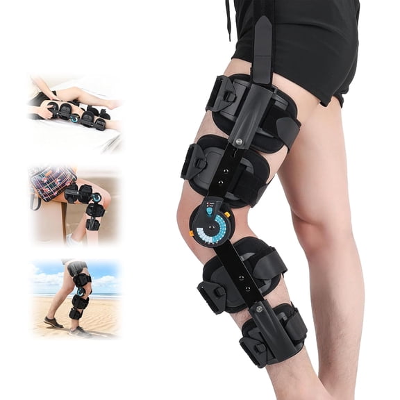Hinged ROM Knee Brace with Adjustable Locking Dial 0-120 | Post Surgery Knee Immobilizer & Stabilizer for ACL, Meniscus Tear Recovery | Medical Grade Orthopedic Support with Quick Release Buckle