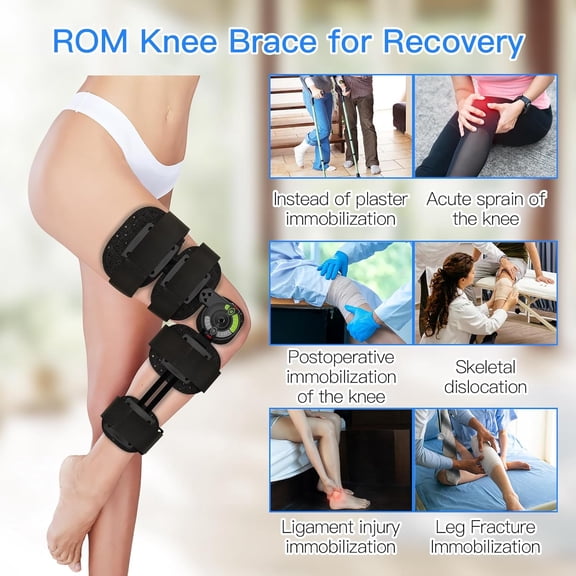 Hinged ROM Knee Brace, Post Op Knee Brace, Knee Immobilizer Brace for ACL, PCL, Meniscus Tear, Arthritis, Orthopedic Rehab