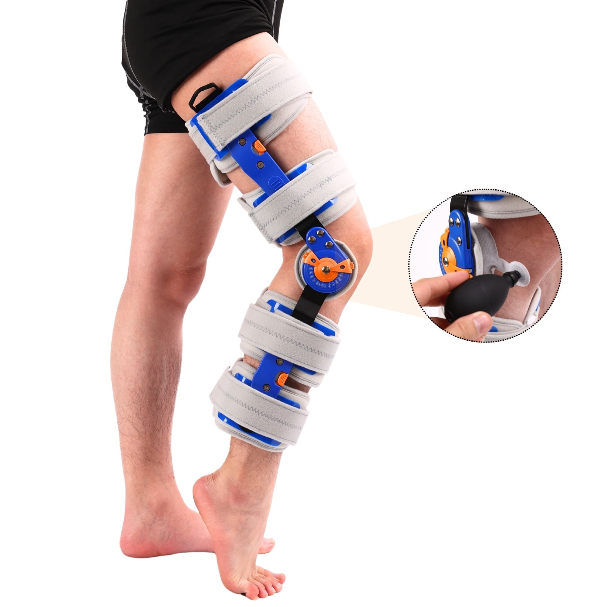 Hinged ROM Knee Brace for Recovery Stabilization, ACL, MCL and PCL Injury, Adjustable Medical Orthopedic Support Stabilizer After Surgery