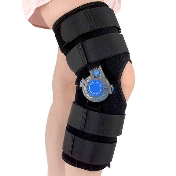Hinged ROM Knee Brace with Side Stabilizers & Locking Dials, Post Op Knee Immobilizer for Arthritis, ACL, MCL, PCL, Meniscus Tear, Injurie/Knee Pain