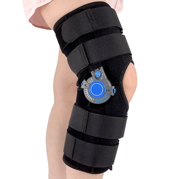 Hinged ROM Knee Brace with Side Stabilizers & Locking Dials, Post Op Knee Immobilizer for Arthritis, ACL, MCL, PCL, Meniscus Tear, Injurie/Knee Pain