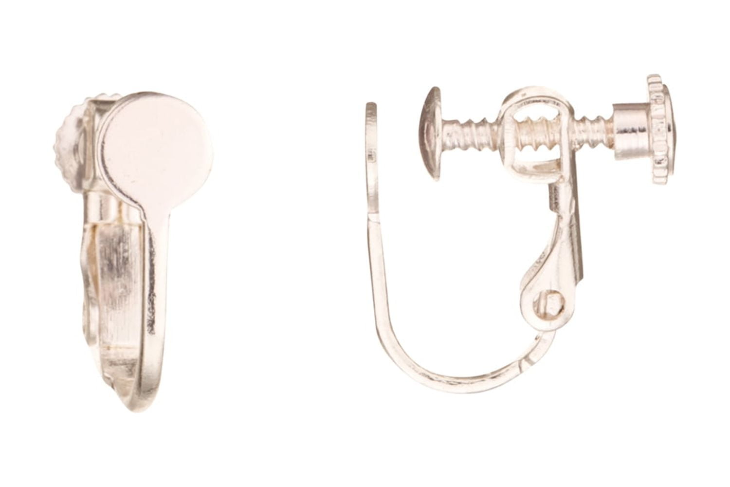 Hinged Screw Back NonPierced Earring Findings With 5mm Flat Pad Silver