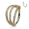 thumbnail image 1 of Hinged Segment Hoop Rings with Triple Layer Paved CZ Surgical Steel, 1 of 9