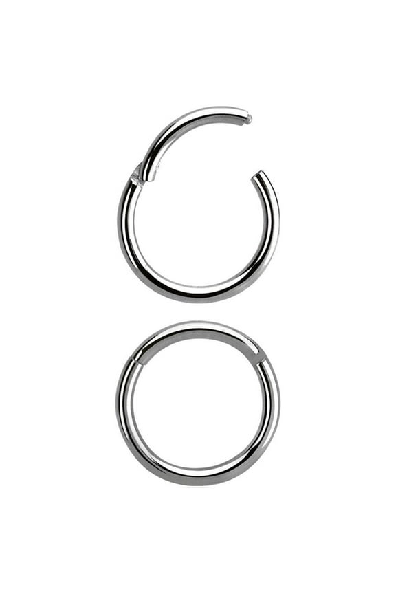 Hinged Segment hoop ring Titanium polished 18G for ear lips nose septum and more
