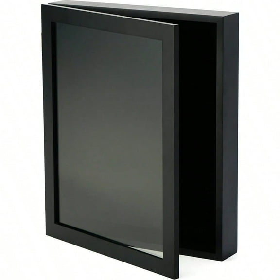 Hinged Shadow Box for Military, Memorial, Graduation, or Wedding Collage Displays, Large 14 x 17 Picture Boxes with Clear Glass, Wall Hanging Home or Office Decor, Black
