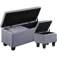 thumbnail image 1 of Hinged Storage Ottoman Set of 3, 38'' Living Room Storage  with Thick Seating, 2pcs Small Square Dorm Stool Couch Side Foot Rest, 1 of 9