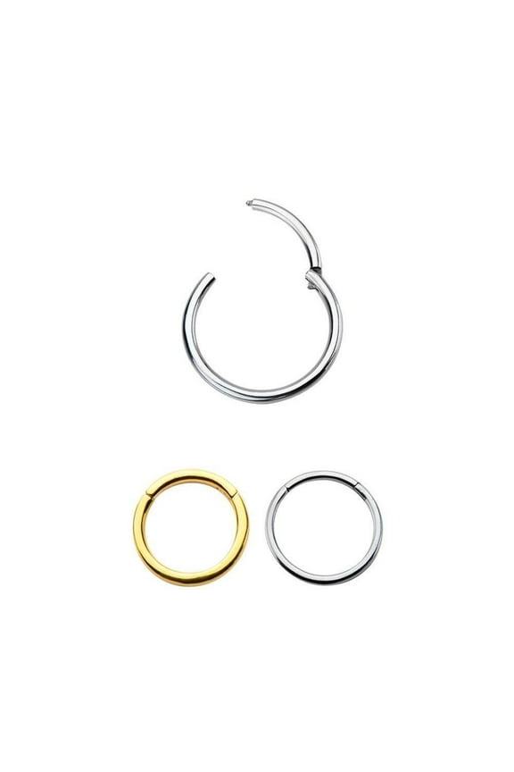 Hinged hoop Surgical Steel Gold/Silver Rings for Septum,Lip 16 gauge 1.2mm