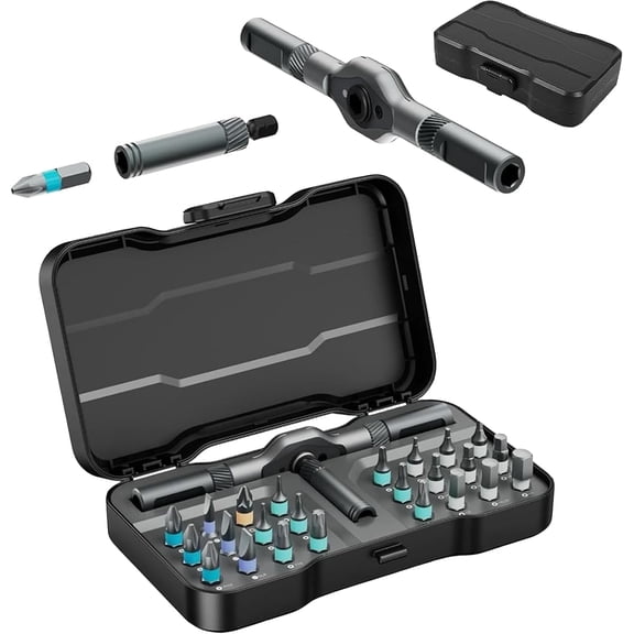 Hingehalve 24-in-1 Magnetic Screwdriver Set, 2026 New Multi-Purpose Mini screwdriver Set Suitable, Compact Ratcheting Repair Tool Kit with Ratchet Handle, for Furniture, Computer, cycle Repair