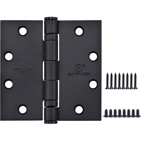Black Door Hinges Exterior Door Hinges 4 Inch Stainless Steel Hinge Ball Bearing Silent Thickness 3mm Heavy Duty Hinge with Rounded 5/8" Radius Corner 3 Pack