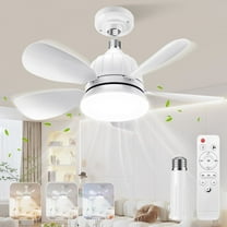 Ceiling Fans with Lights, 18" Socket Fan Lights with Remote 2000 Lumens Dimmable 5 Blades for Indoor Room (White)