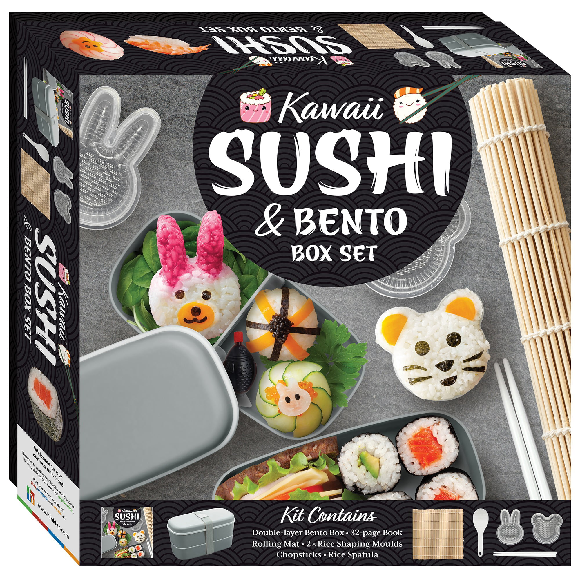 Hinkler: Kawaii Sushi & Bento Box Set - Learn To Make Cute Sushi, Japanese  Cooking Kit, w/ Utensils, Rolling Mat, Rice Molds & More, Kids & Adults 
